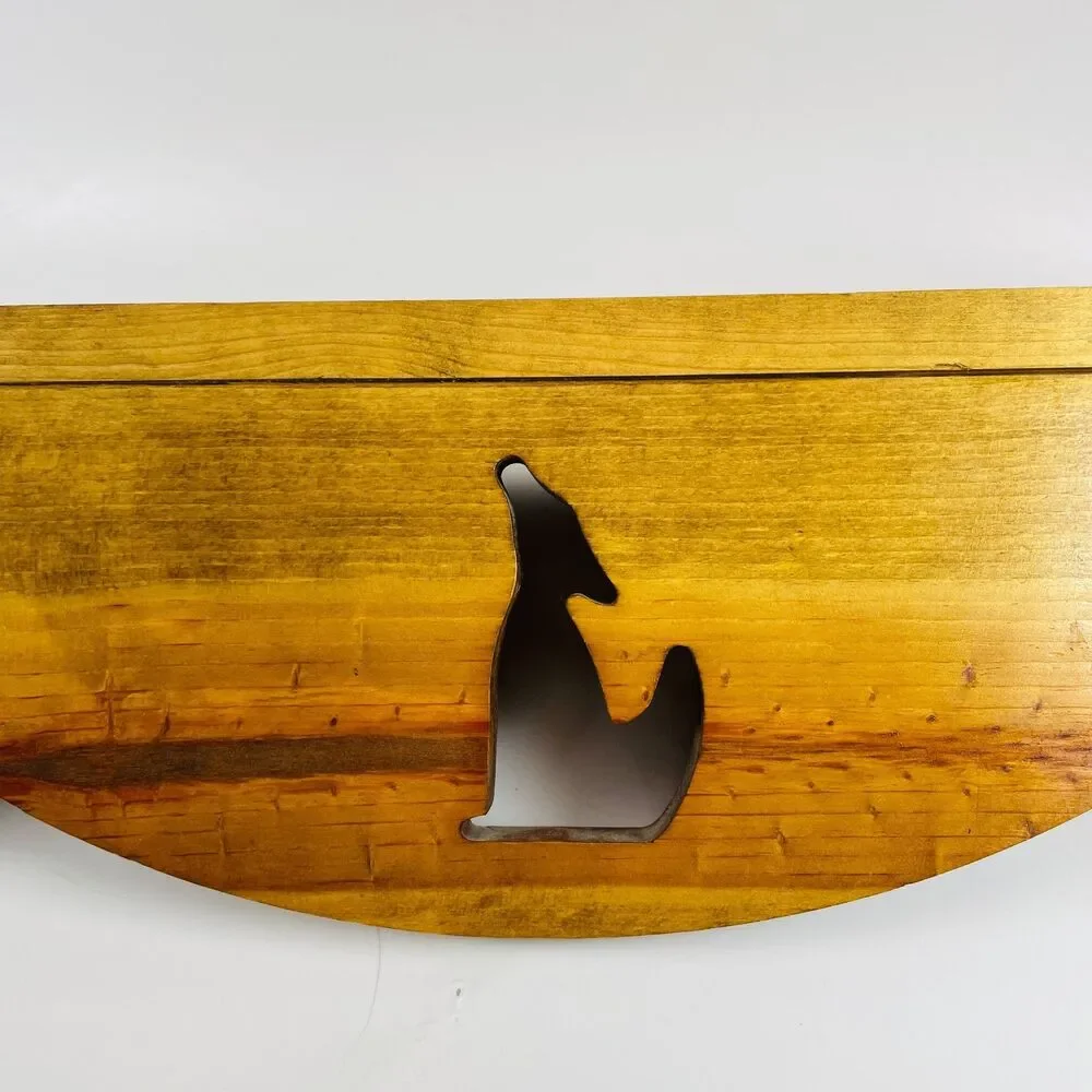 Vtg Wood Wall Shelf Coyote Cutout Country Farmhouse Cottagecore Southwest 18x5